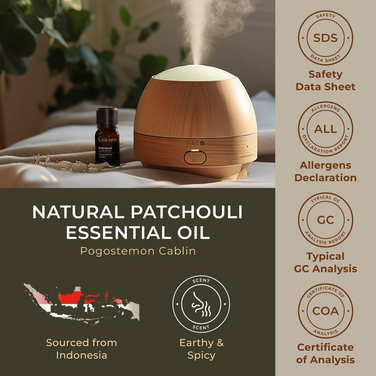 "Pure Patchouli Oil - Enhance Your Senses with 100% Natural Aromatherapy Oil for Diffusers, Skin, and Candle Making (0.34 Fl Oz)"